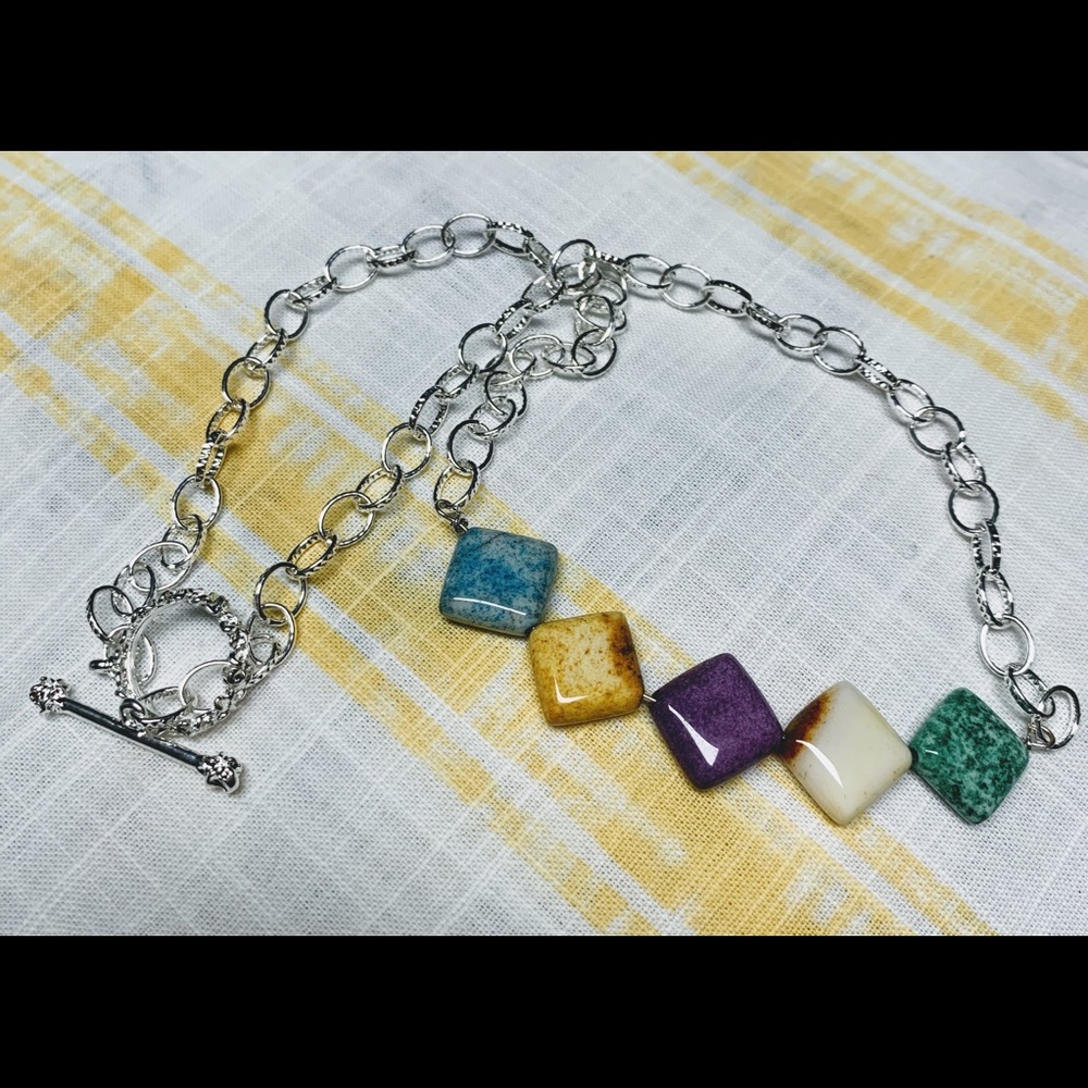 Handcrafted dyed stone necklace
